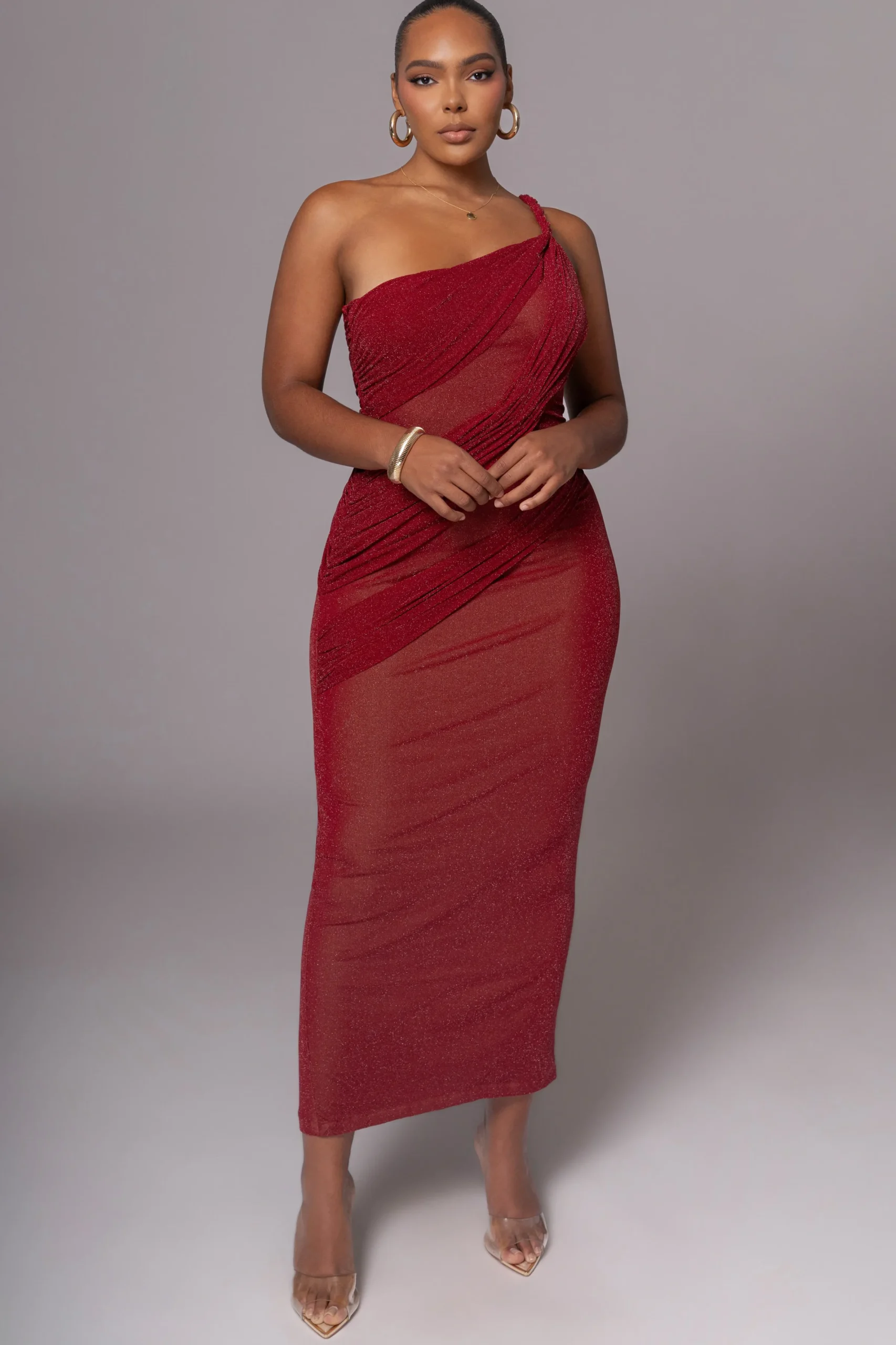 JLUXLABEL Red Alari One Shoulder Maxi Dress