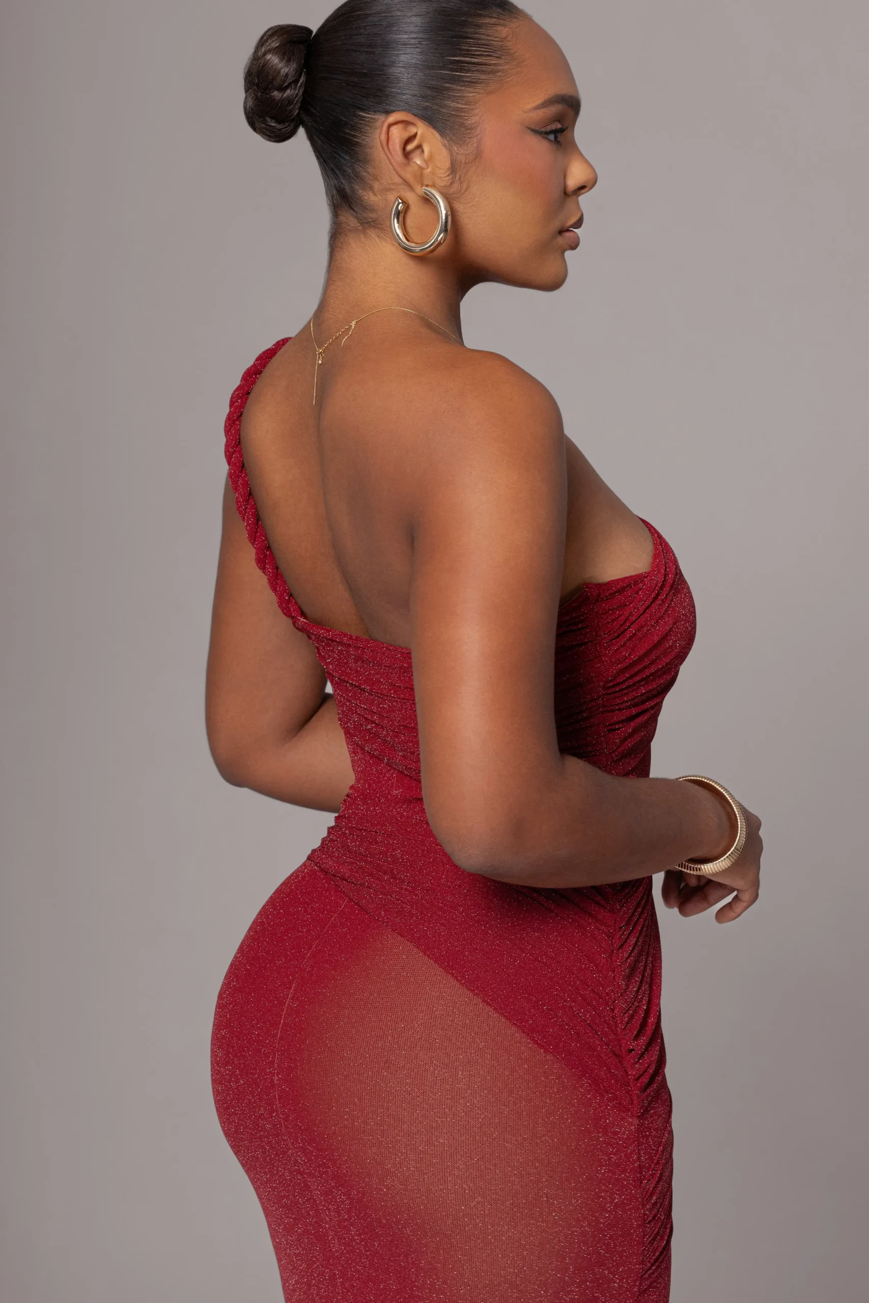 JLUXLABEL Red Alari One Shoulder Maxi Dress