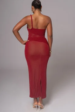 JLUXLABEL Red Alari One Shoulder Maxi Dress