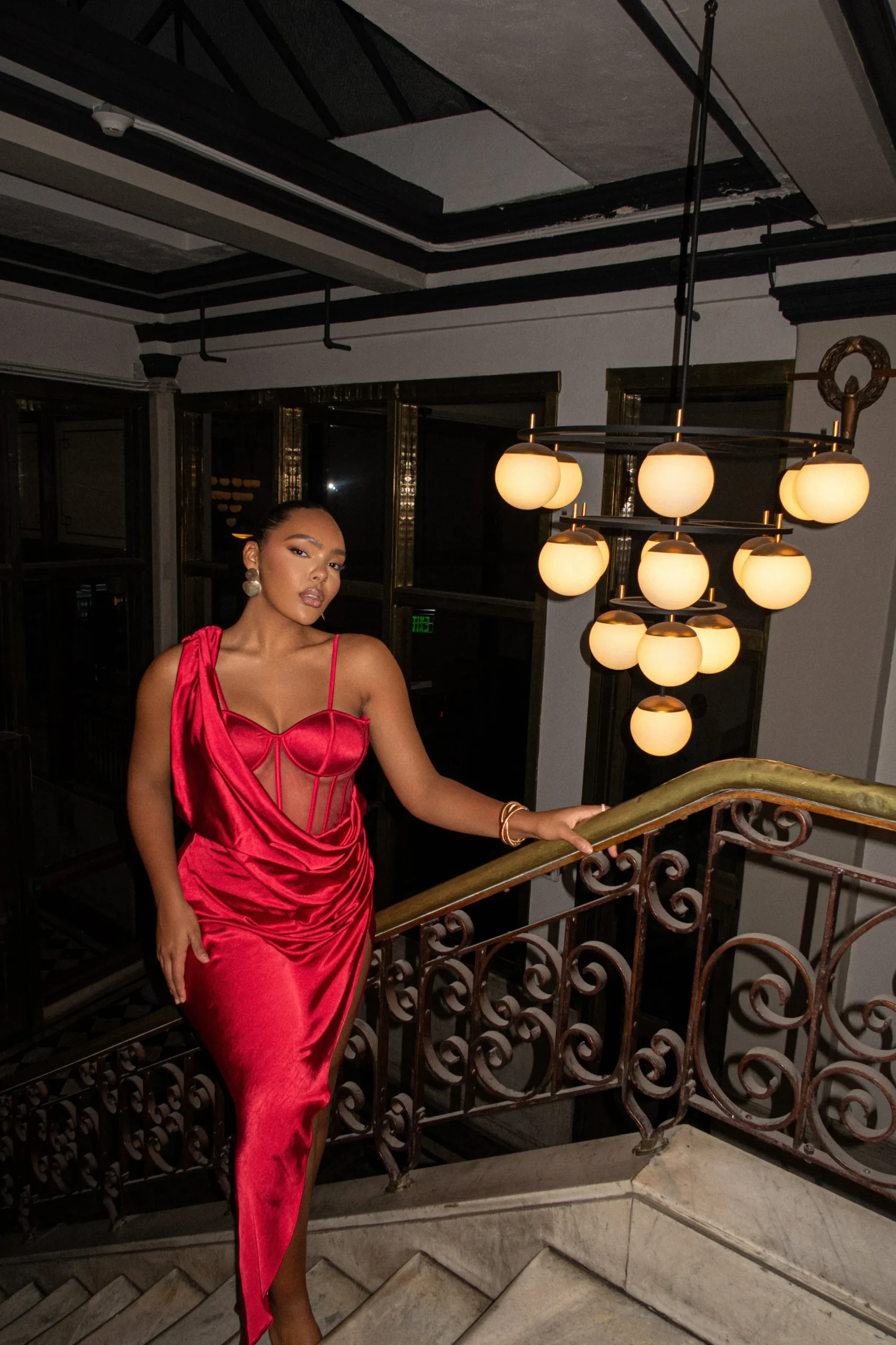 JLUXLABEL Red Anastacia Drape Maxi Dress