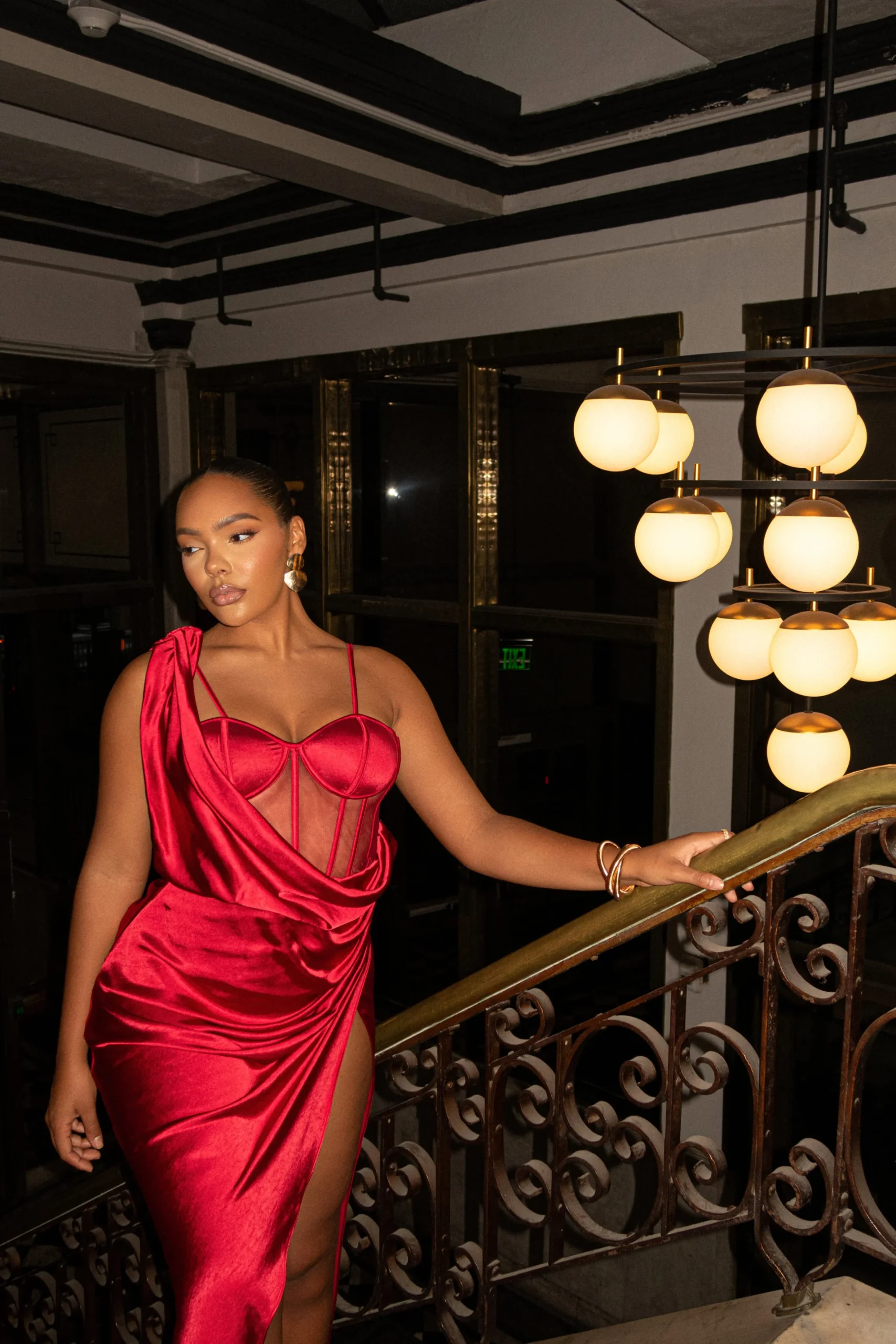 JLUXLABEL Red Anastacia Drape Maxi Dress