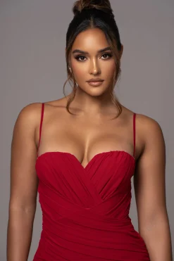 JLUXLABEL Red Arcadia Mesh Midi Dress