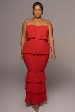 JLUXLABEL Red Casa Blanca Ruffle Dress