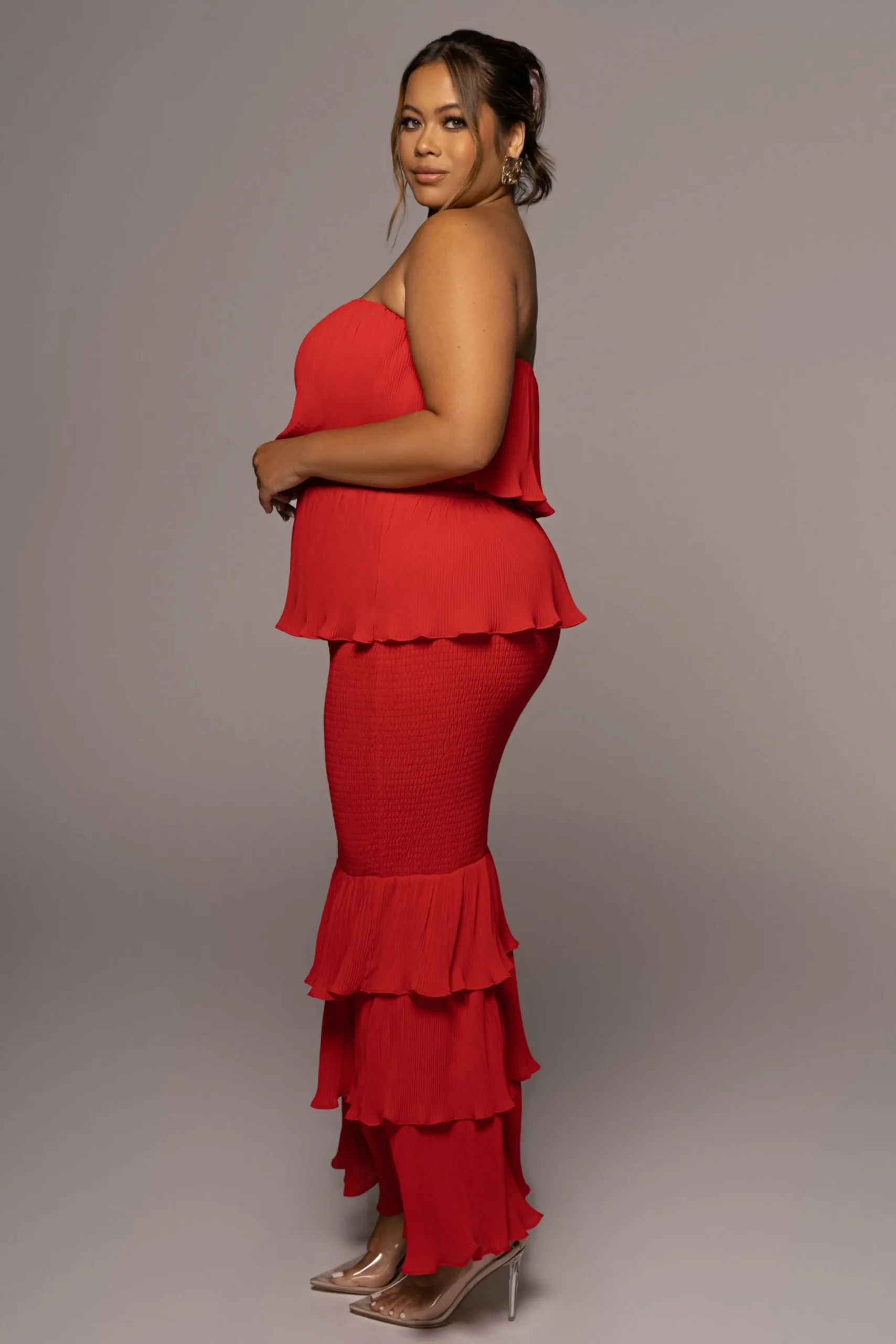 JLUXLABEL Red Casa Blanca Ruffle Dress