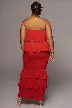 JLUXLABEL Red Casa Blanca Ruffle Dress
