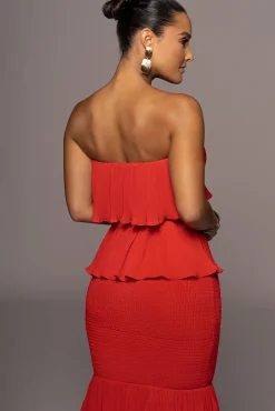 JLUXLABEL Red Casa Blanca Ruffle Dress