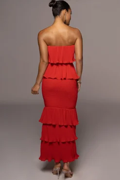 JLUXLABEL Red Casa Blanca Ruffle Dress