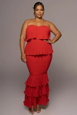 JLUXLABEL Red Casa Blanca Ruffle Dress