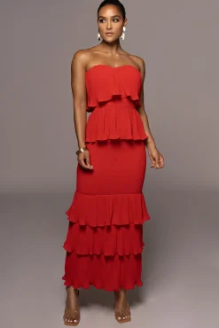 JLUXLABEL Red Casa Blanca Ruffle Dress