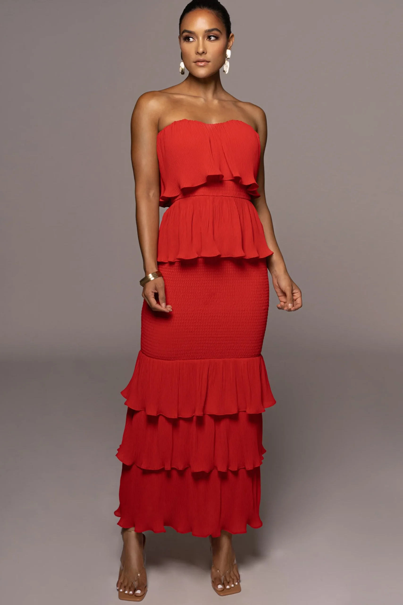 JLUXLABEL Red Casa Blanca Ruffle Dress
