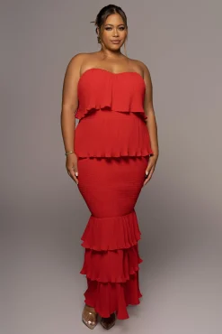 JLUXLABEL Red Casa Blanca Ruffle Dress