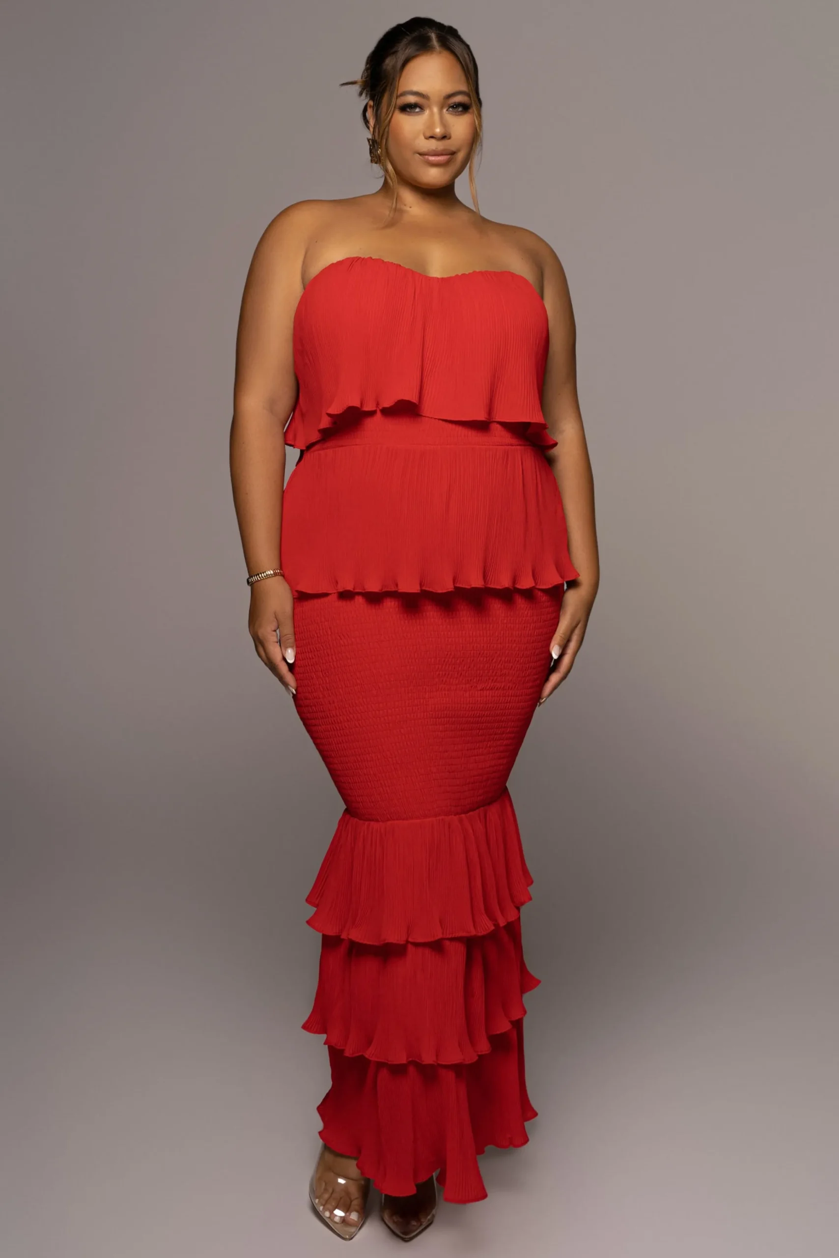 JLUXLABEL Red Casa Blanca Ruffle Dress
