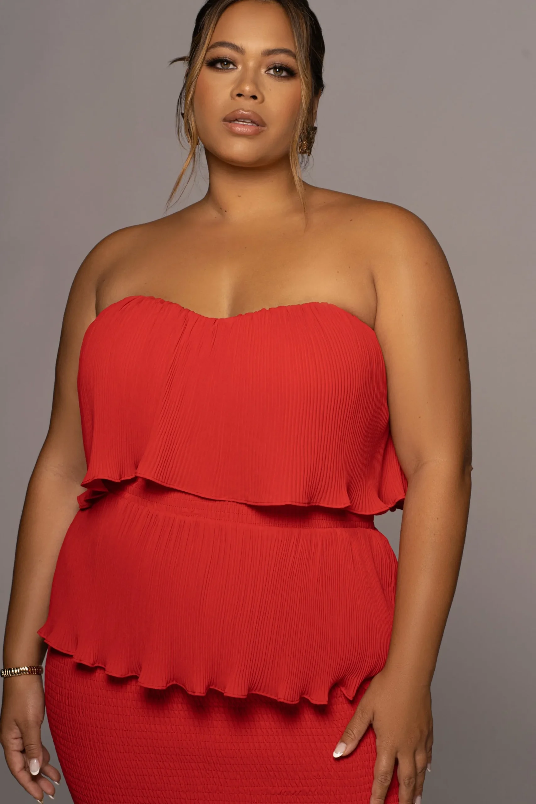 JLUXLABEL Red Casa Blanca Ruffle Dress