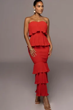 JLUXLABEL Red Casa Blanca Ruffle Dress