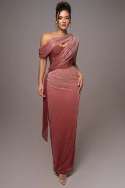 JLUXLABEL Red Celestina Draped Maxi Dress