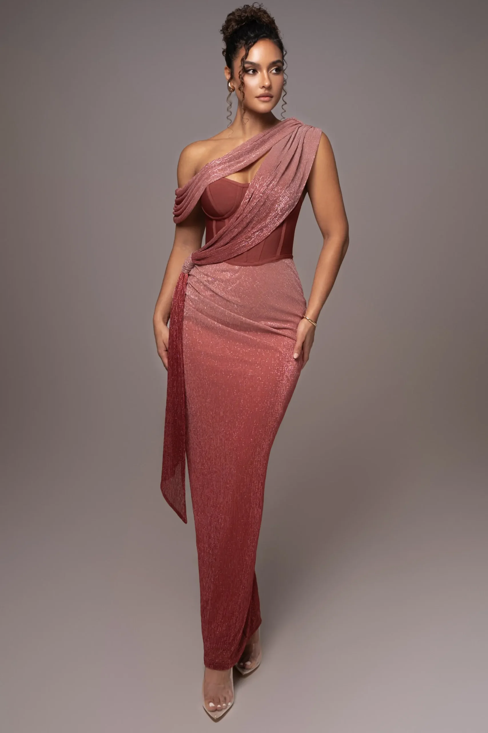 JLUXLABEL Red Celestina Draped Maxi Dress