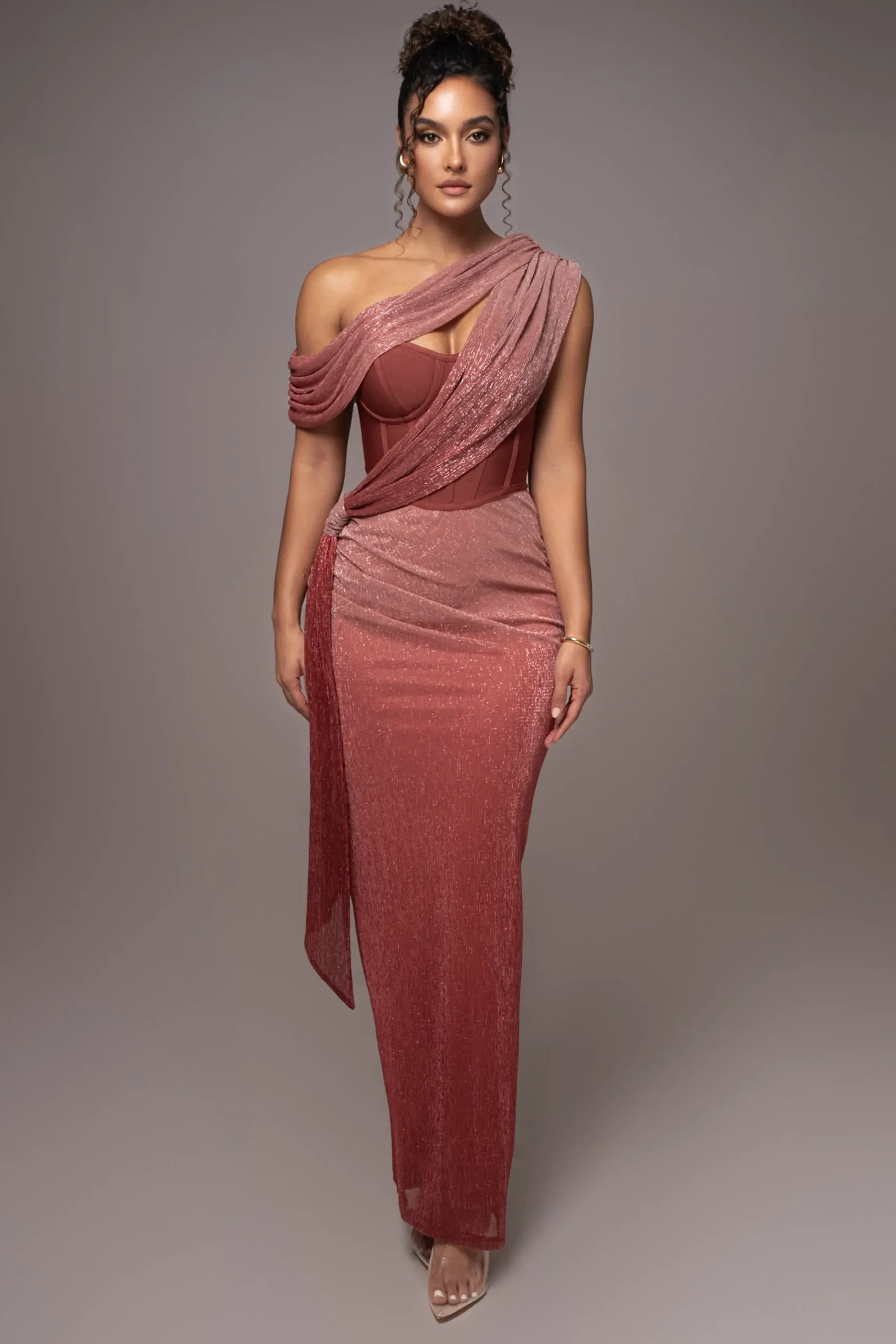JLUXLABEL Red Celestina Draped Maxi Dress