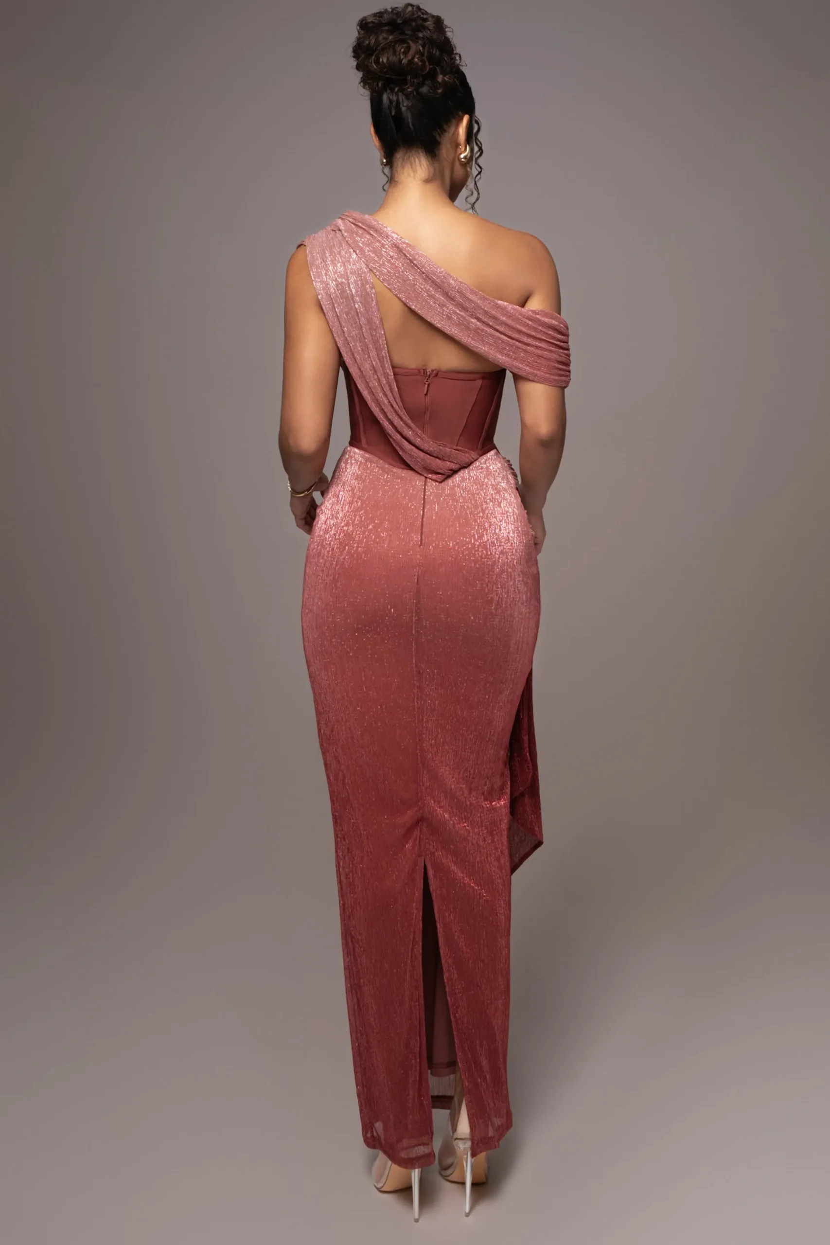 JLUXLABEL Red Celestina Draped Maxi Dress