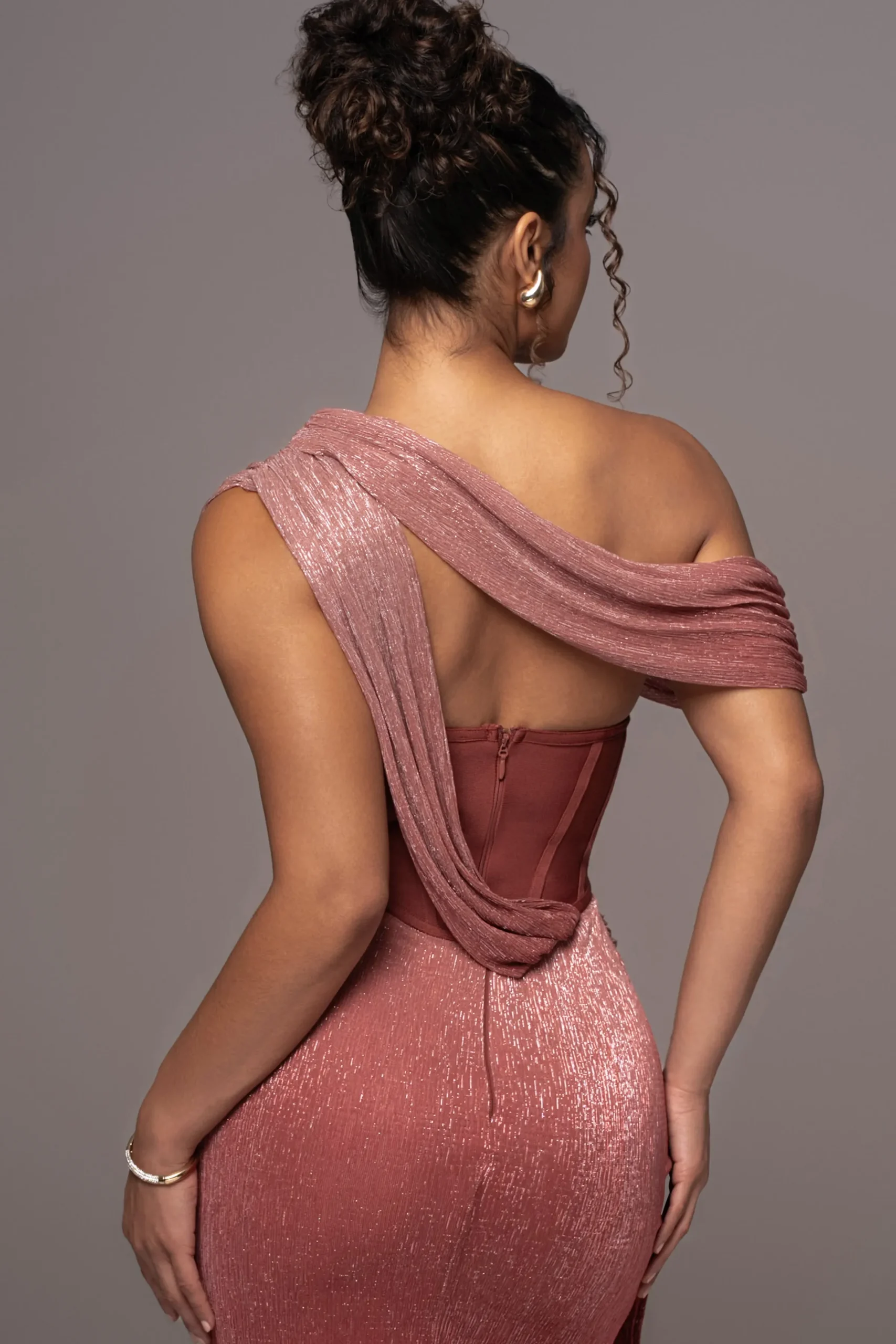 JLUXLABEL Red Celestina Draped Maxi Dress