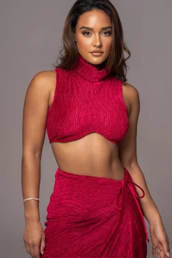 JLUXLABEL Red Chosen One Velvet Skirt Set