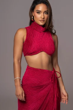 JLUXLABEL Red Chosen One Velvet Skirt Set