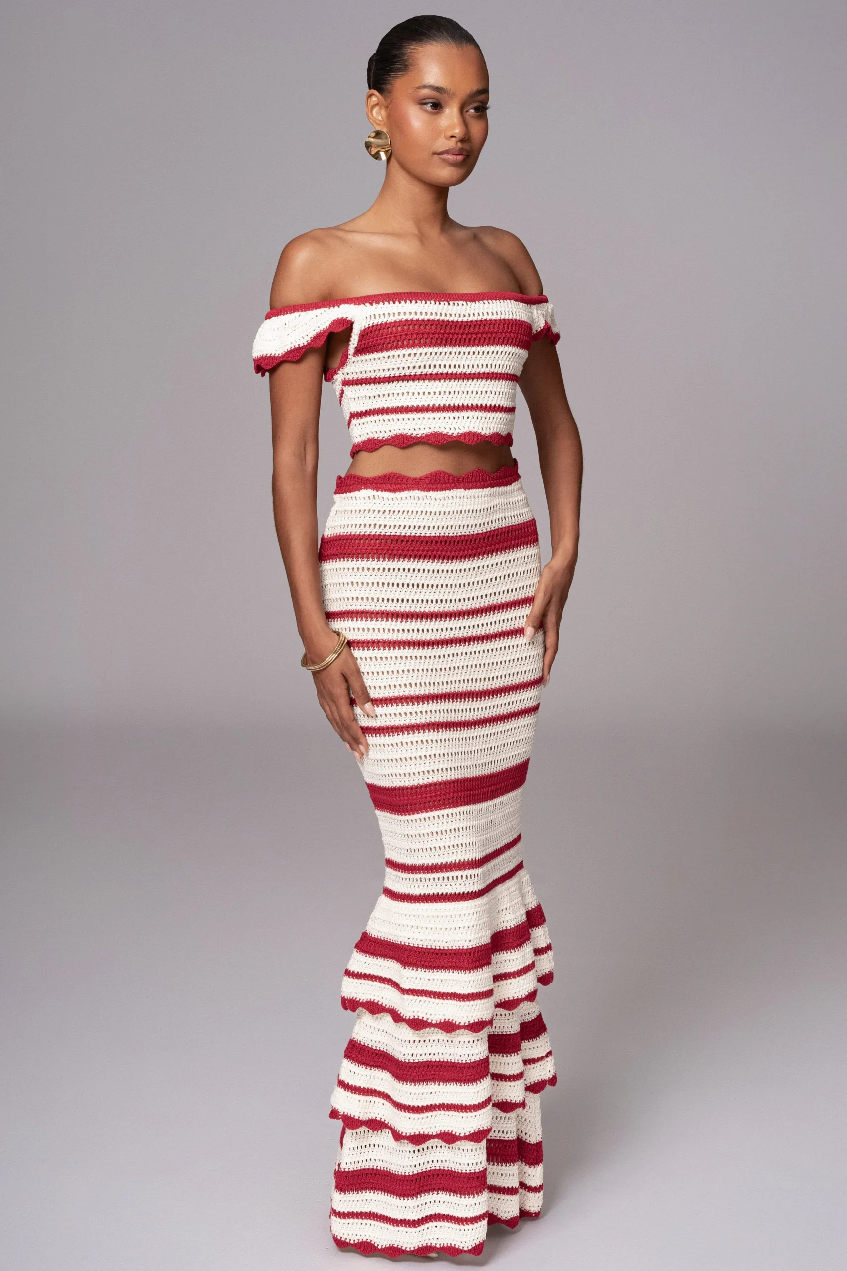 JLUXLABEL Red Corazon Ruffle Skirt Set