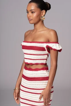JLUXLABEL Red Corazon Ruffle Skirt Set