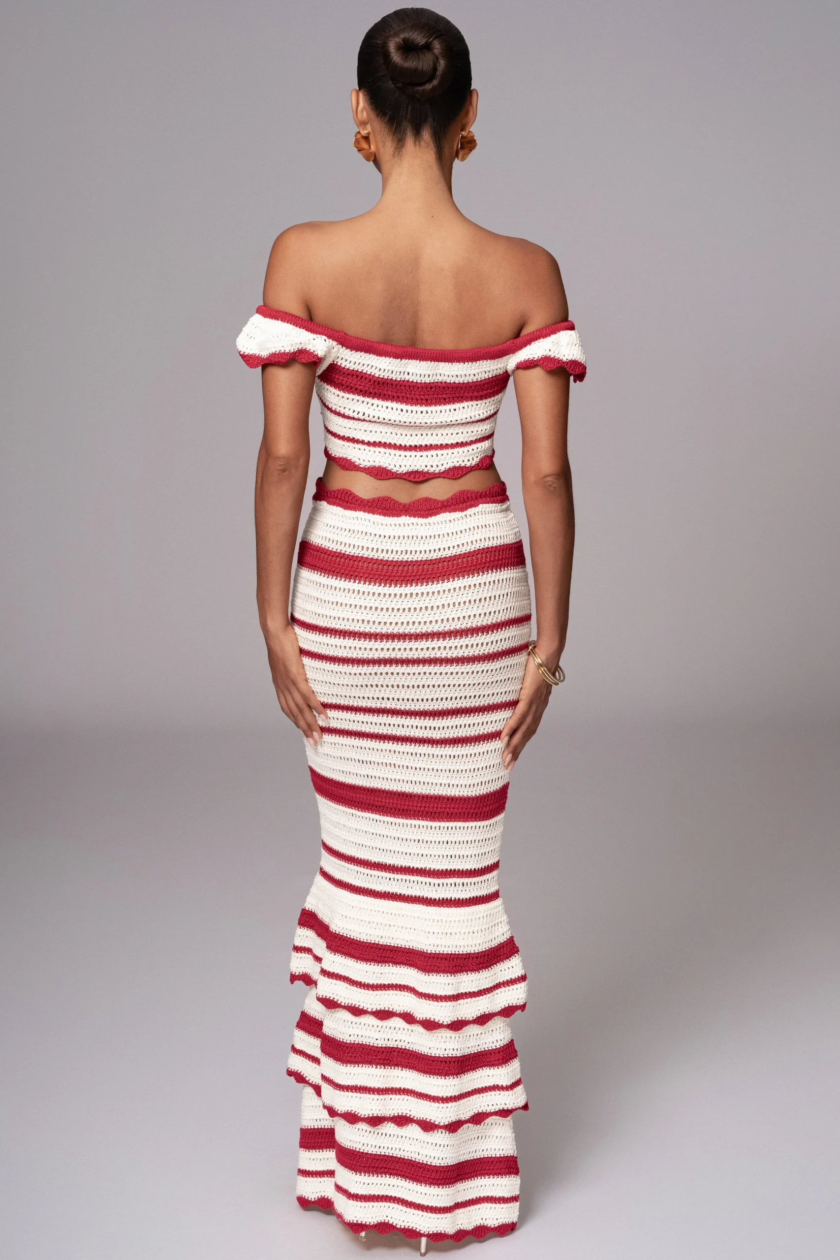 JLUXLABEL Red Corazon Ruffle Skirt Set