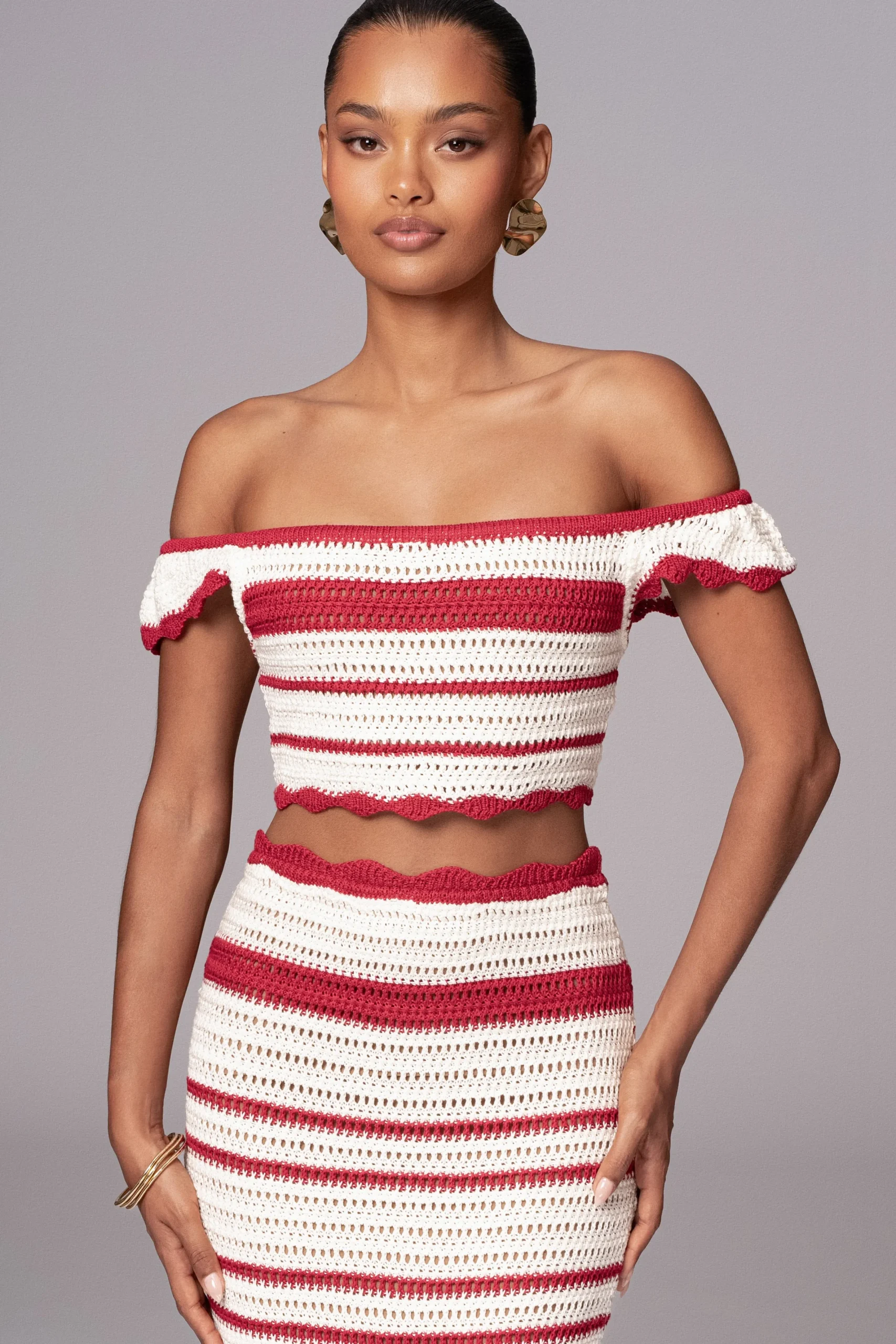 JLUXLABEL Red Corazon Ruffle Skirt Set