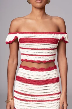 JLUXLABEL Red Corazon Ruffle Skirt Set