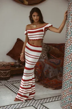 JLUXLABEL Red Corazon Ruffle Skirt Set