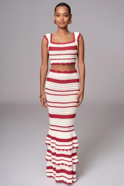 JLUXLABEL Red Corazon Ruffle Skirt Set