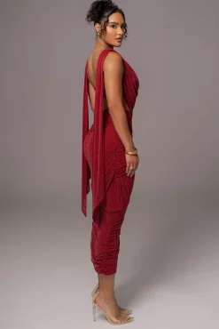 JLUXLABEL Red Divine Drape Skirt Set