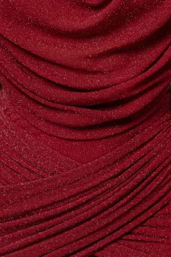 JLUXLABEL Red Divine Drape Skirt Set