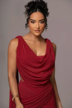 JLUXLABEL Red Divine Drape Skirt Set