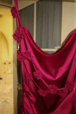 JLUXLABEL Red Down The Aisle Satin Gown