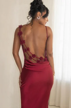 JLUXLABEL Red Down The Aisle Satin Gown