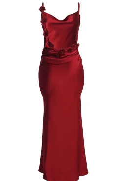 JLUXLABEL Red Down The Aisle Satin Gown