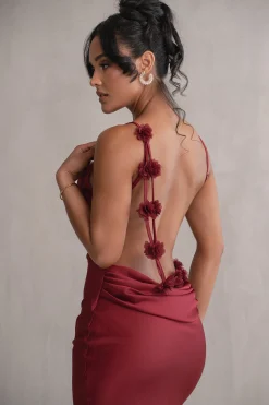 JLUXLABEL Red Down The Aisle Satin Gown