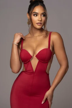 JLUXLABEL Red Enchantment Bustier Maxi Dress