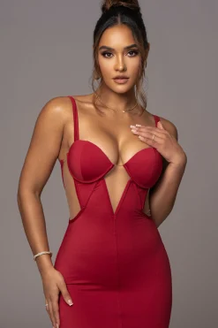 JLUXLABEL Red Enchantment Bustier Maxi Dress