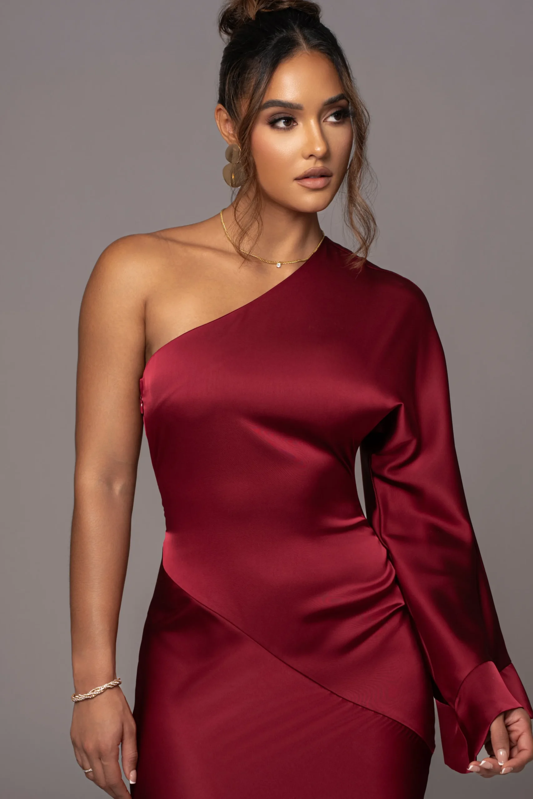 JLUXLABEL Red Femme Drape Maxi Dress