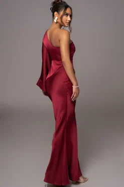 JLUXLABEL Red Femme Drape Maxi Dress