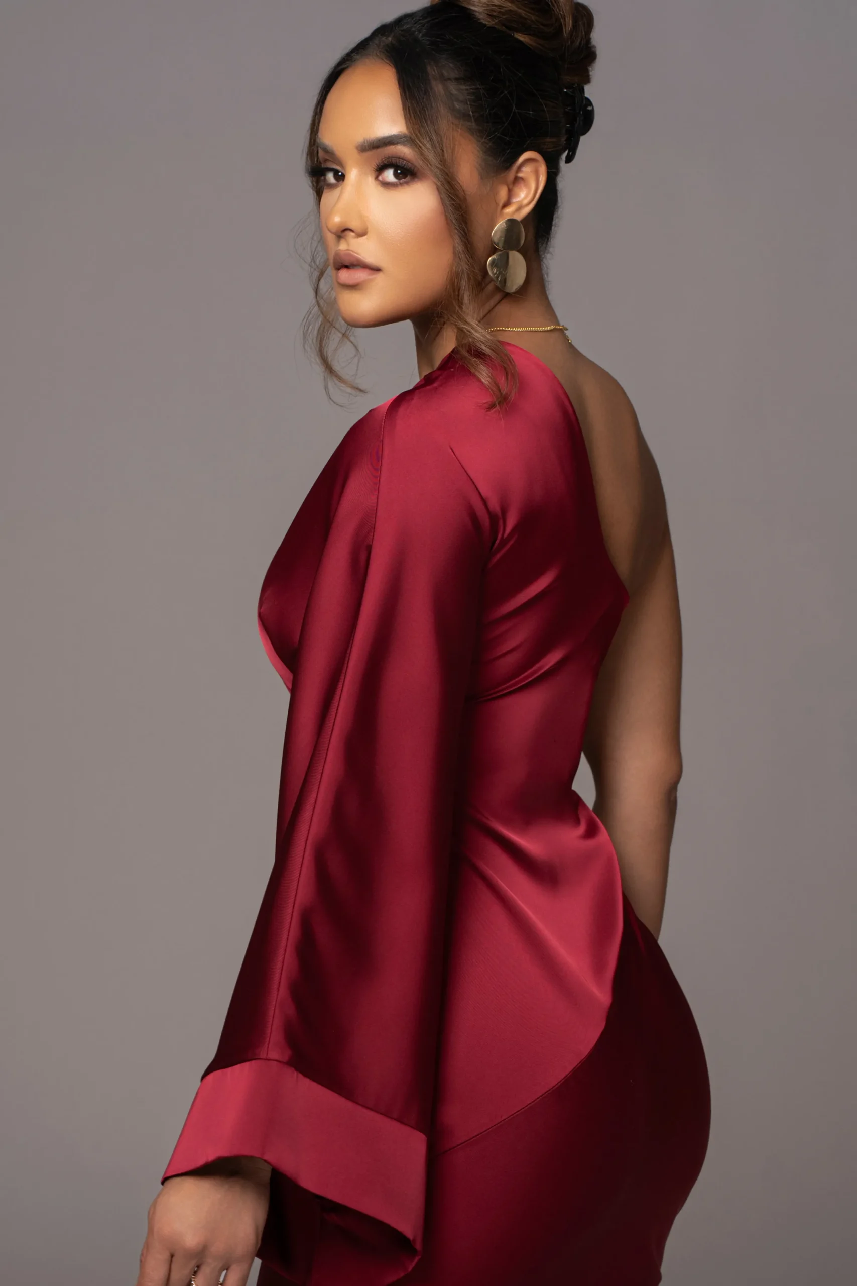 JLUXLABEL Red Femme Drape Maxi Dress