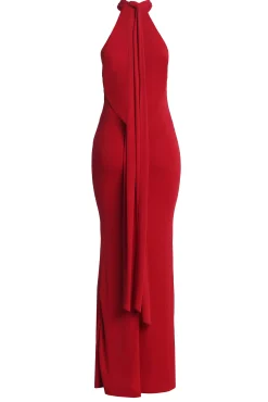 JLUXLABEL Red Golden Evening Maxi Gown