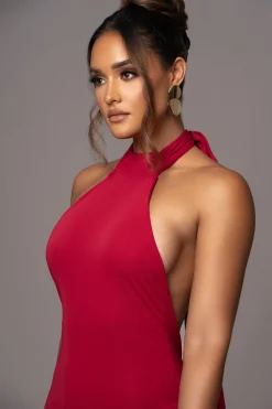 JLUXLABEL Red Golden Evening Maxi Gown