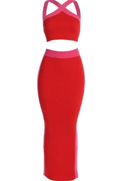 JLUXLABEL Red Heartbreaker Two-Piece Skirt Set