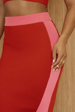 JLUXLABEL Red Heartbreaker Two-Piece Skirt Set