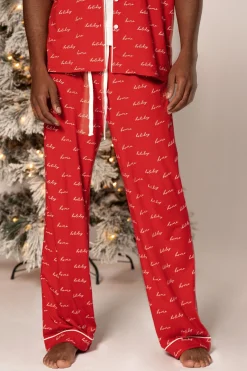 JLUXLABEL Red Home For The Holidays Adult Pajama Set