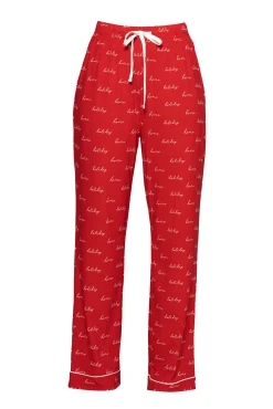 JLUXLABEL Red Home For The Holidays Adult Pajama Set